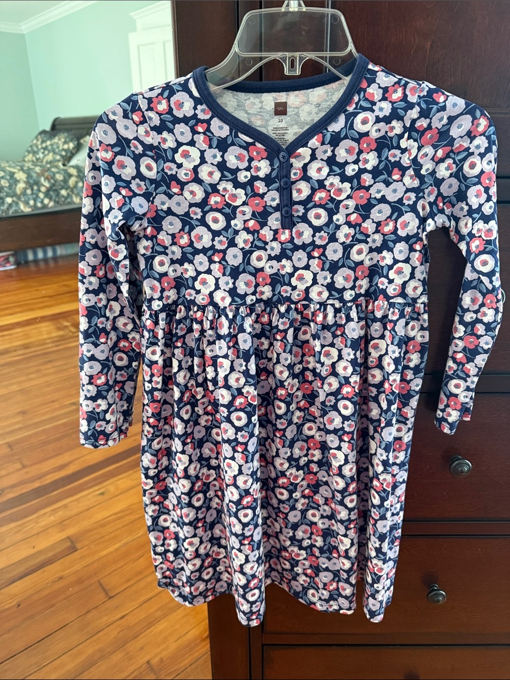 Girls Tea size 10 Floral Navy Long Sleeve Dress
